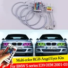 Для BMW 5 серия E39 OEM 2001-200316 цвета RGB Ангельские глазки светодиодный гало кольца RF Беспроводной Управление дневные ходовые огни