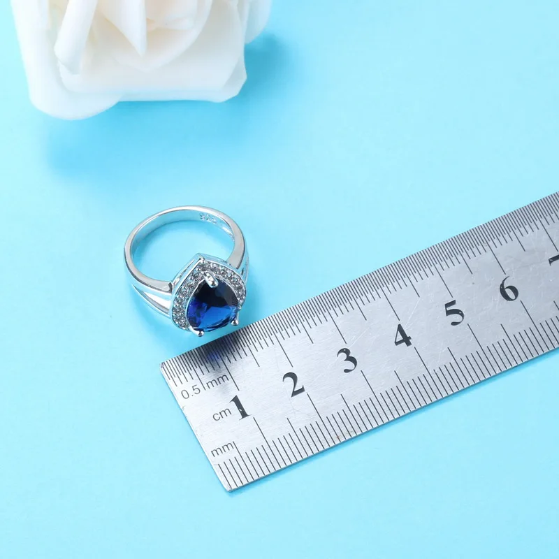 Продажа низкая цена синий сапфир 925 Серебро Капли Воды Ювелирные наборы с