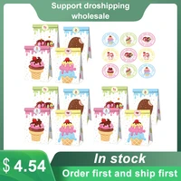 12pcsset ice cream gift packing bags oil proof brown paper candy bags wedding party goodie bags present sweets pouches
