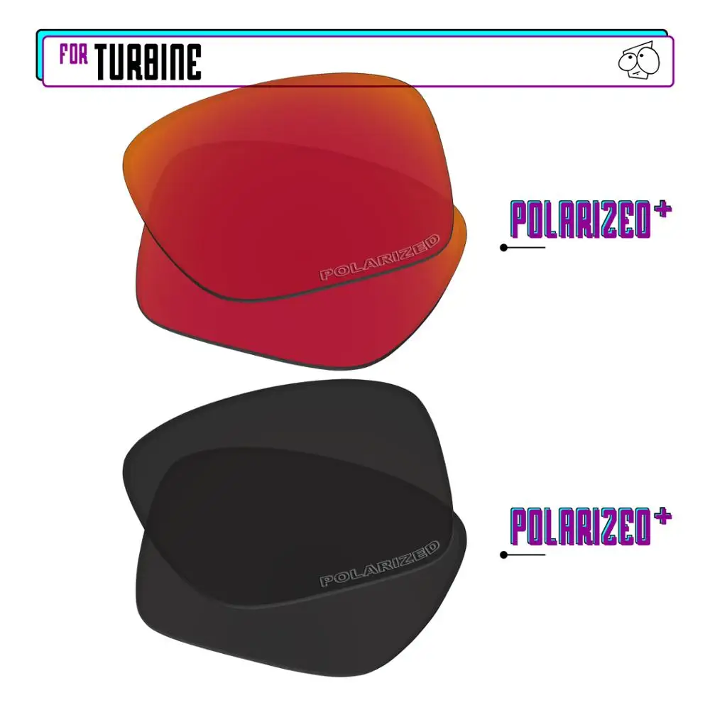 EZReplace Polarized Replacement Lenses for - Oakley Turbine Sunglasses - BlackPPlus-RedPPlus