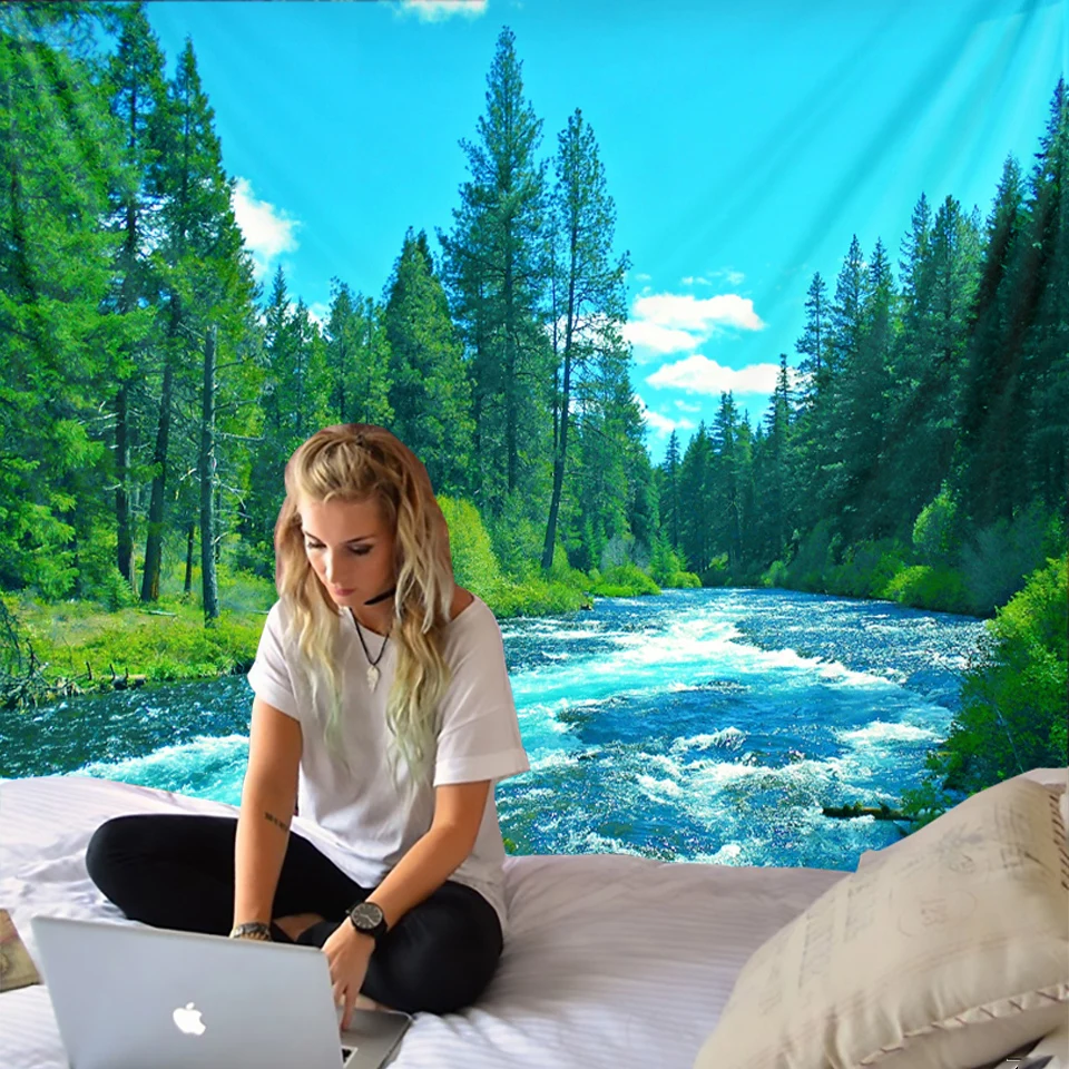 Психоделический лесной гобелен настенный одеяло декор для фермерского дома