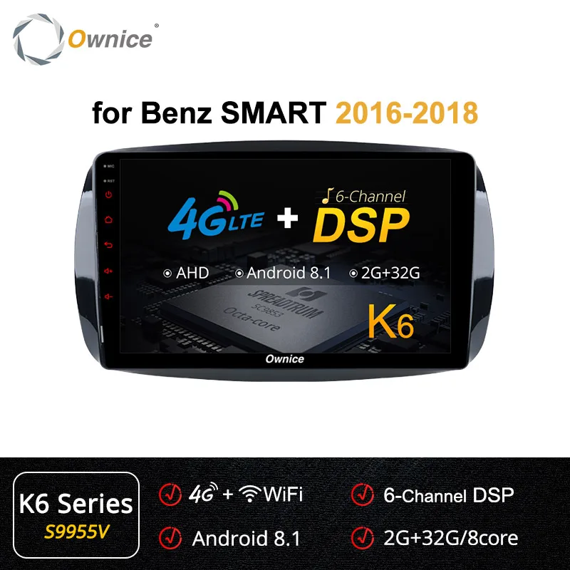 S9955 K6 Series Ownice Android9.0 Восьмиядерный 360 Panorama DSP 4G LTE автомобильный Радио gps Navi K3 K5 K6 для Mercedes Benz Smart Авторадио - Цвет: S9955 K6 Series