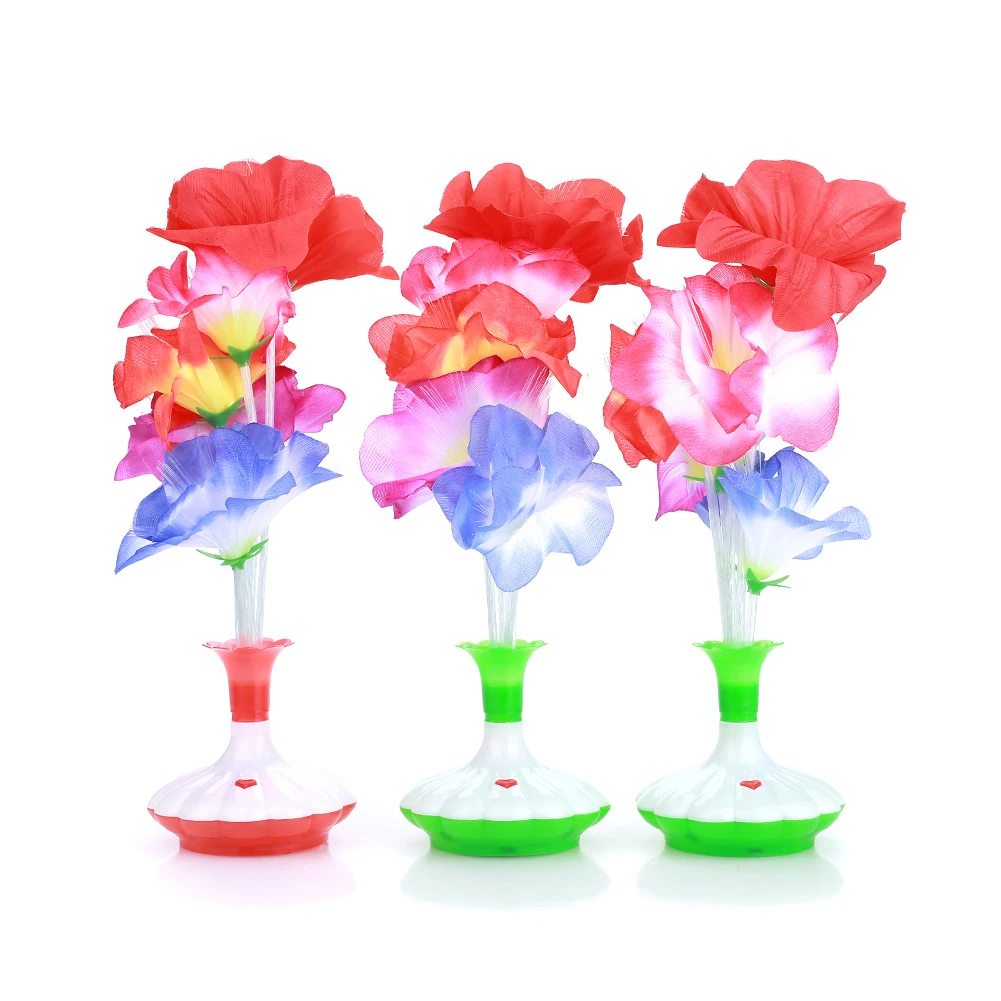 Fiber LED Lamp Colorful Kapok Vase Beautiful Flower Light Optical Plastic Room Valentine'S Day Christmas | Лампы и освещение