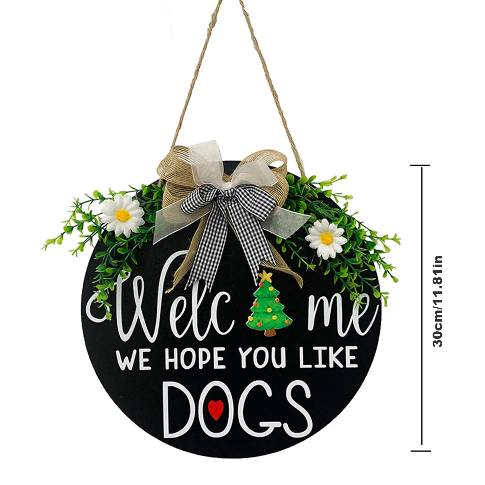 

Household Front Door Welcome Sign We Hope You Like Dogs Welcome Sign Farmhouse Decor Wreath Wood Board Artificial Plant Decor