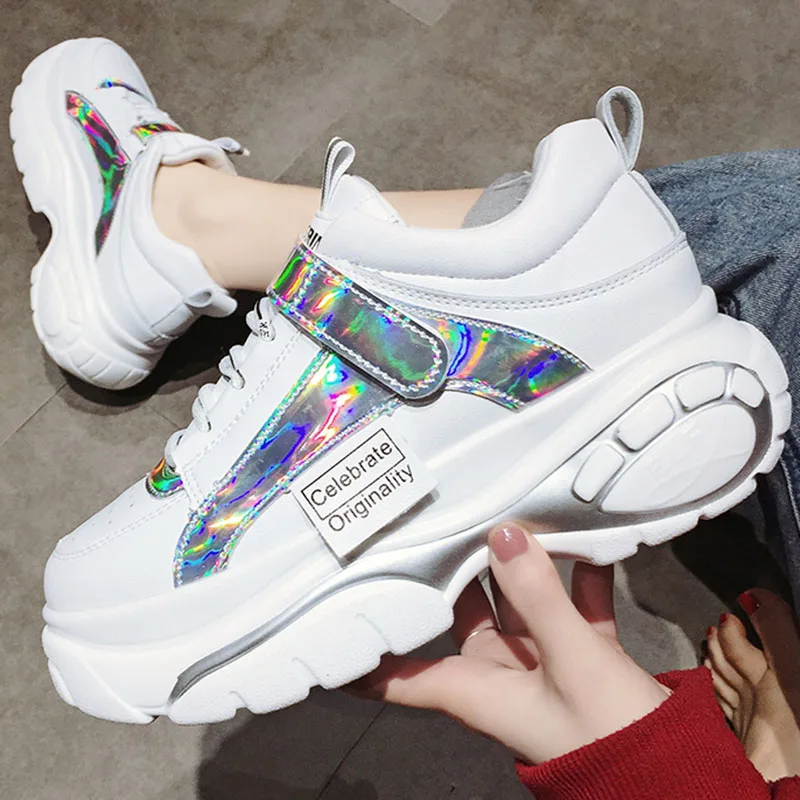 Размеры 35-44 женские модные повседневные кроссовки на толстой подошве высокого
