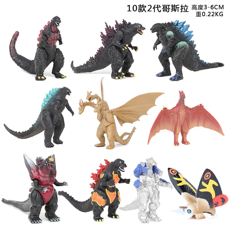 10pcs/set 3-6CM BANDAI Godzilla King Ghidorah Machine Triceratops Dinosaurs PVC Kids Gift Action Figure Collectible Model ToyS