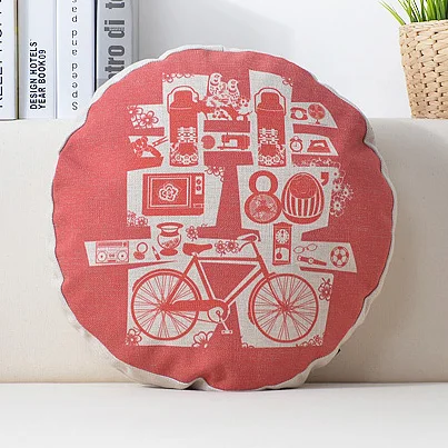 

Cotton Linen Modern Round Soft Sofa Cushion Letters Cartoon Pattern Gift M17