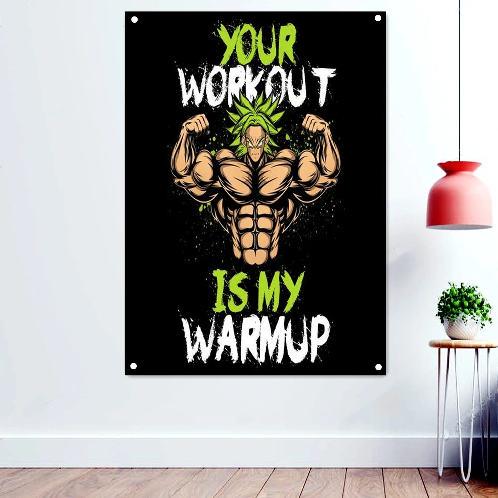 

"YOUR WORKOUT IS MY WARMUP" Gym Motivation Poster Wallpaper Yoga Fitness Sports Workout Banner Flag Hanging Paintings Tapestry