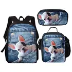 Детский рюкзак 3 шт.компл., модные школьные ранцы с рисунком собаки, кошки из денима для подростков, мальчиков и девочек, детские школьные сумки, Студенческая сумка для книг