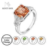 mintybox pricess cut 2 7 carats created diaspore zultanite ring solid 925 sterling silver rings color change stone wedding band