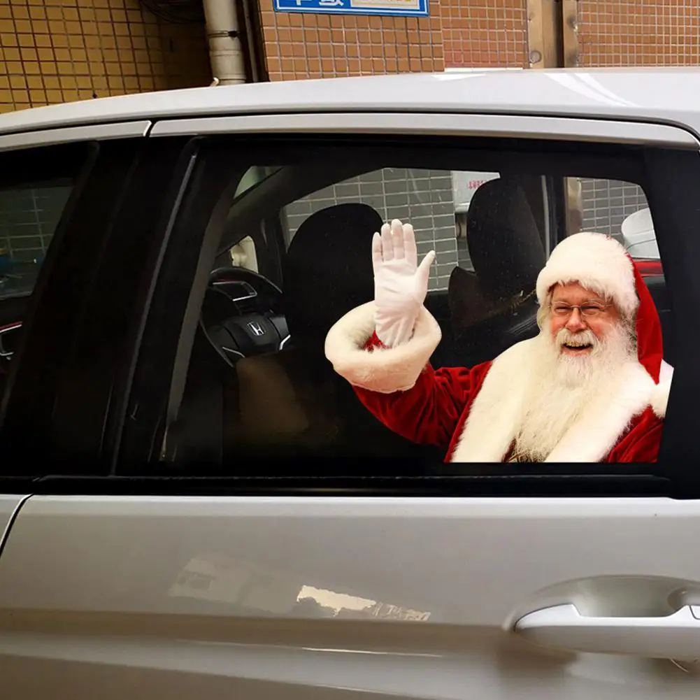 2020 Christmas Fashion The New 3D Realistic Santa Claus Car Rear Window Sticker Home Decoration Accessories Navidad Hot Sale | Автомобили