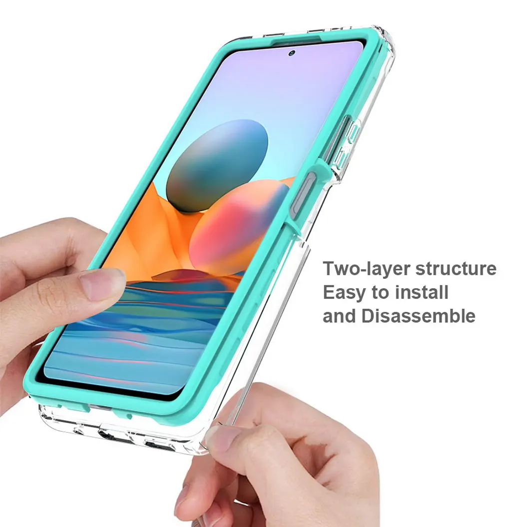 luxury shockproof phone case for xiaomi redmi note 10 pro case note10 transparent 2 in 1 hybrid ptu cover for redmi note 10 free global shipping