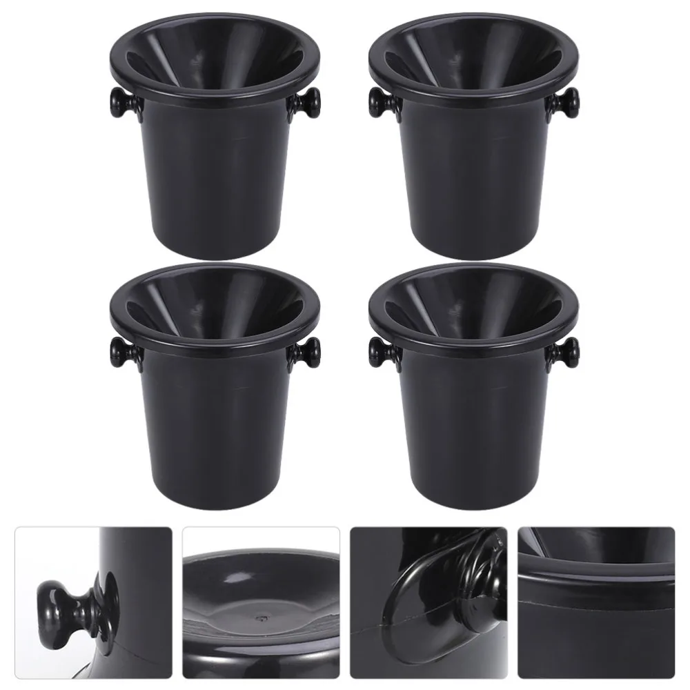 

4Pcs Round Double Ears Ice Buckets Tasting Spittoons (Black)