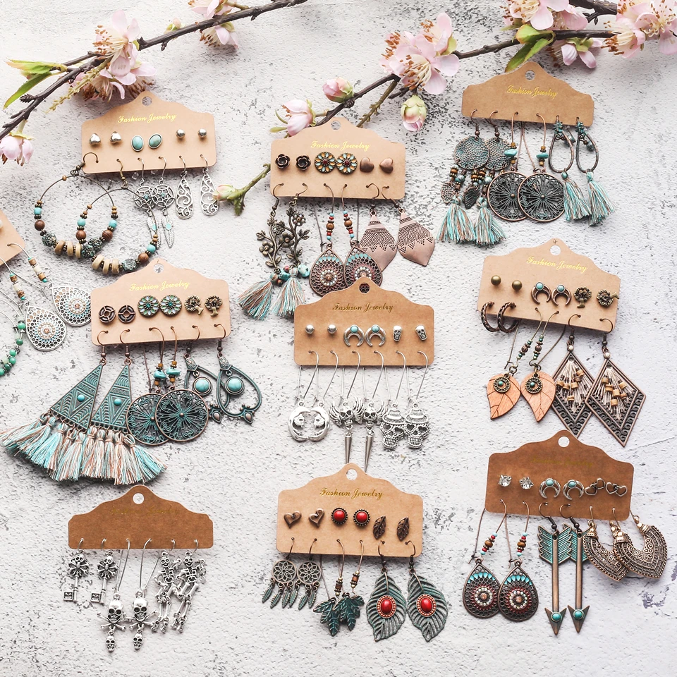 

Sundry Bundles of 2020 Fashion Women Vintage Boho Earrings Dangler Eardrop Sets Jewelry Accessories