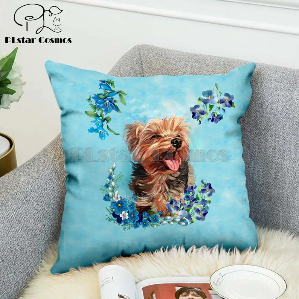 

Pet dog flower puppy Nordic short plush Pillow Case Polyester Decorative Throw Pillow Cover Square style-1