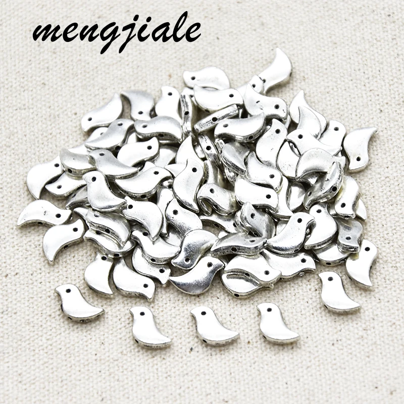 

Wholesale 30pcs Fashion Bird Charms Beads For Jewelry Making Handmade Antique Silver Spacers Accessories 12.5*6.5mm