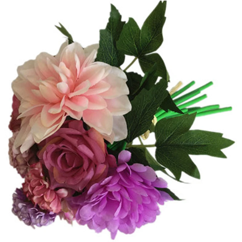 

Дахия розы, цветы, искусственный букет, Шелковый Цветущий Искусственный Пион, свадебный цветок, розы, Свадебный декор, центральный орнамент