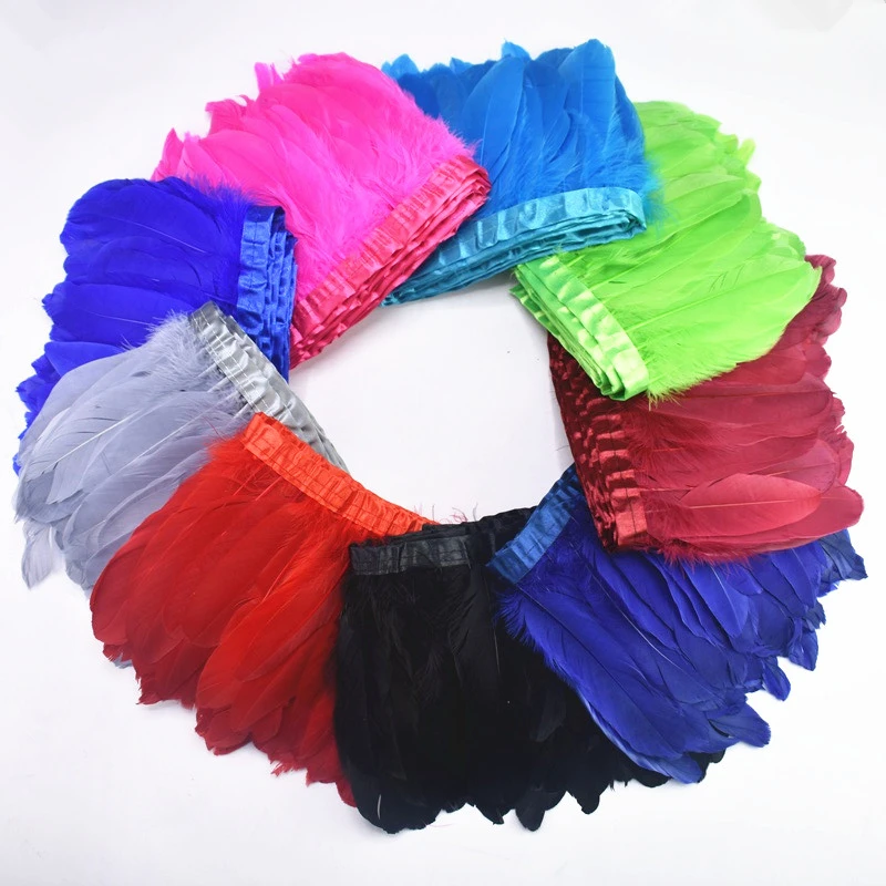 

2Yards/Lot Natural Dyed Goose Feather Trims Geese Feather Fringes Ribbons 15-20CM 6-8" Feathers for Crafts Dress Clothing Plumas