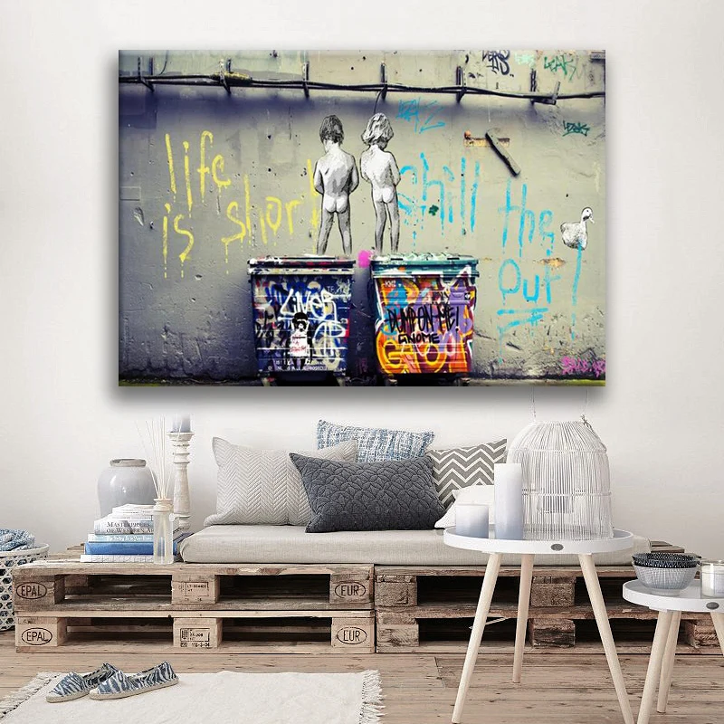 

Graffiti Art Canvas Posters And Prints Life is Short Chill the Duck Out Canvas Paintings Street Art Pictures Home Decor Cuadros