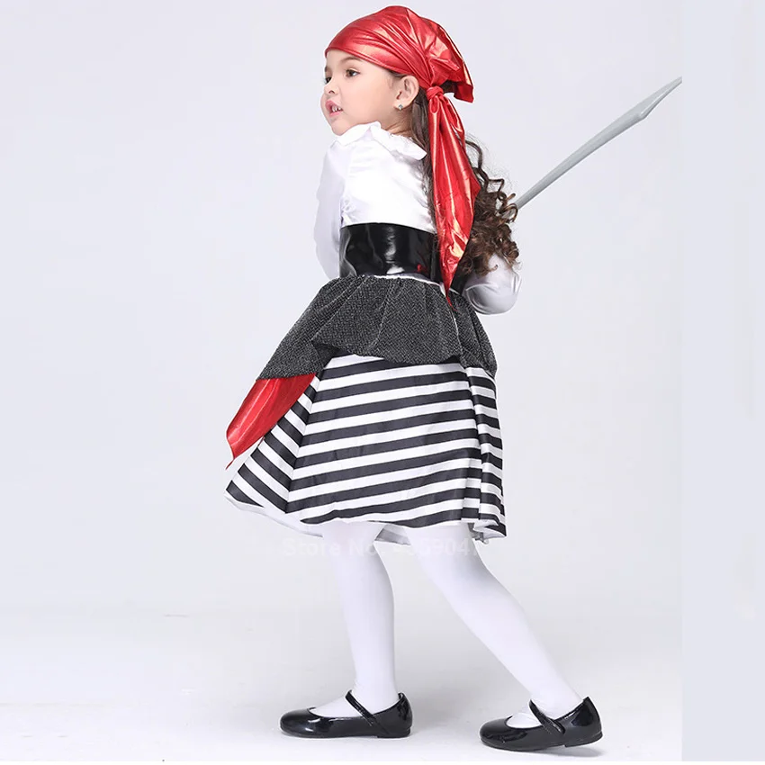 Платье пиратского костюма для девочек головной платок и пояс детский наружный