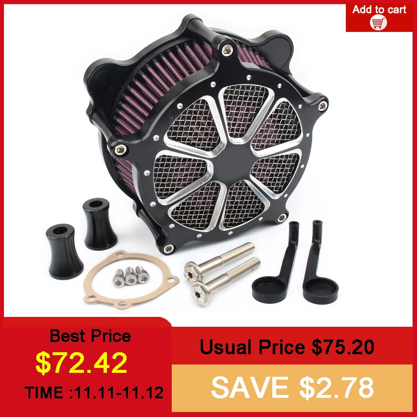 Черный воздушный фильтр для мотоцикла Venturi система воздухоочистителя Harley Dyna Twin Cam