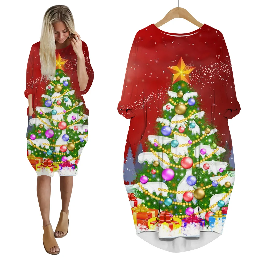 

CLOOCL Merry Christmas Dress 3D Printed Christmas Tree Snowman Women Dresses Long Sleeve Harajuku Streetwear Drop Shipping