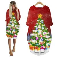 cloocl merry christmas dress 3d printed christmas tree snowman women dresses long sleeve harajuku streetwear drop shipping
