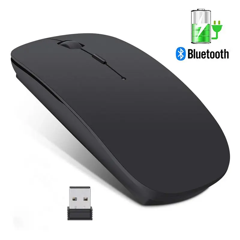 

Беспроводная Bluetooth-мышь, беспроводная Бесшумная компьютерная мышь для ПК, ноутбука, перезаряжаемая эргономичная мышь, оптическая USB-мышь