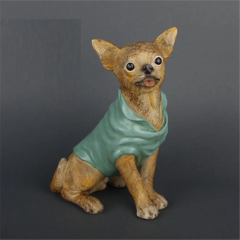 WU CHEN LONG Chihuahua Art Sculpture Gentry Dog Statue Animal Figurine Resin Crafts European Creative Home Decoration R5350