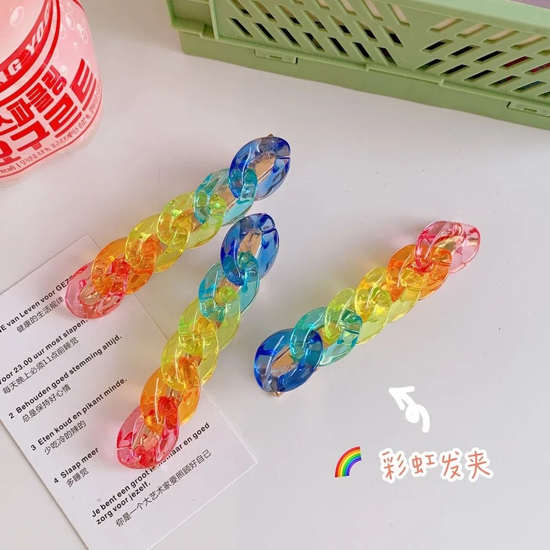 

Kawaii Rainbow Color Hair Clip for Women Girls Candy Color Hairpin Trendy Hair Accessories Korean Jewelry Girls
