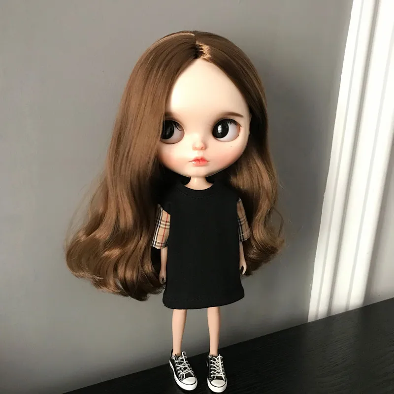 Черный Новинка 1/6 Модная Одежда для кукол для blyth белая черная лошадь футболка одежда для Pullip кукла аксессуары для Барби Кукла - Цвет: Черный