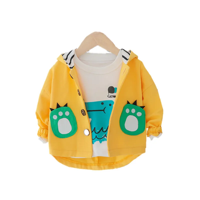 1PC Dinosaur Jacket for Kid's Windbreaker Trenceh Coat Baby Girls Cute Footprint Pattern Clothes 1 2 4 Years Old | Детская одежда и