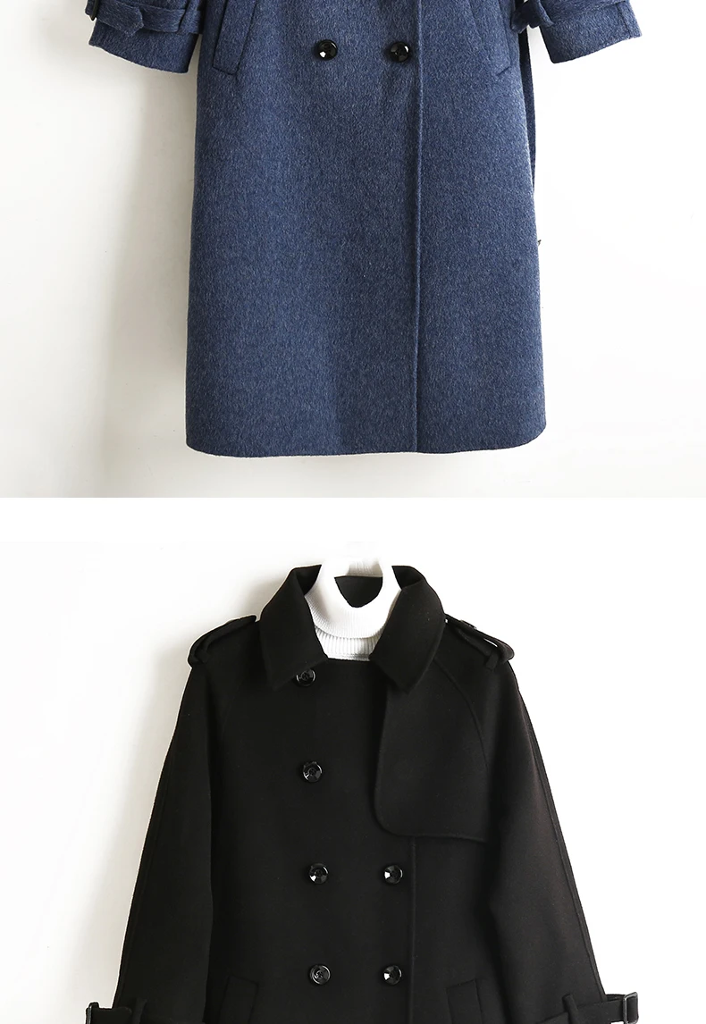ALKMENE winter new double-faced cashmere coat women's long coat double-breasted woolen coat female cashmere coat