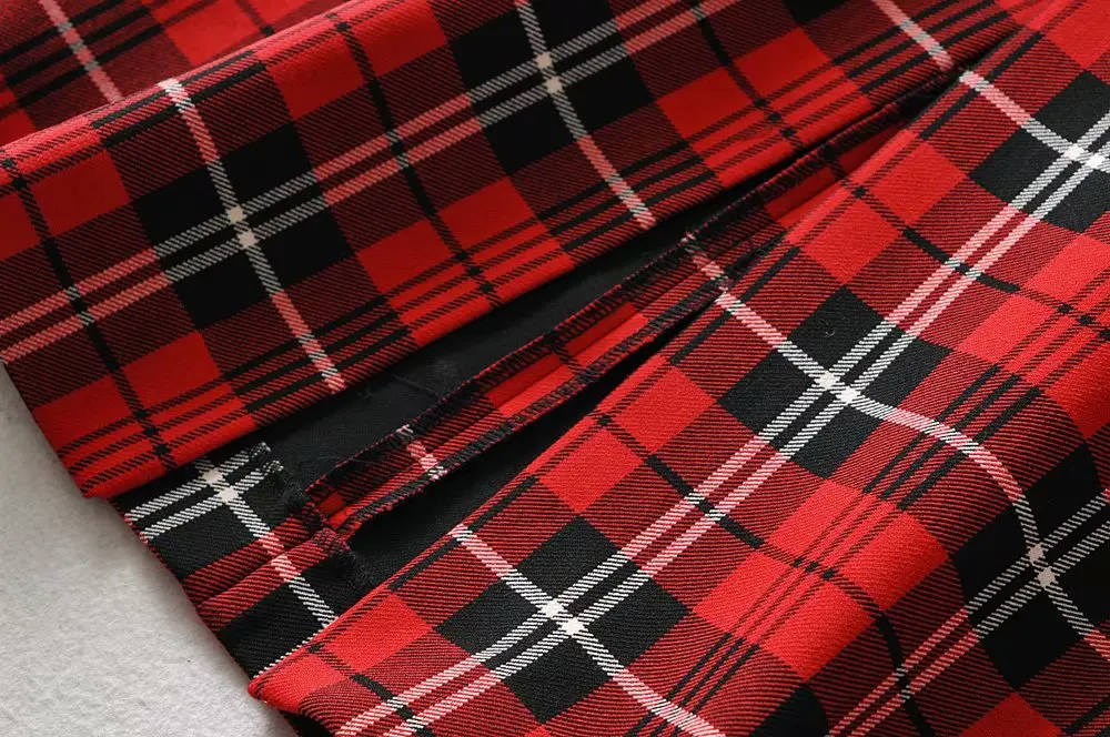 Bazaleas винтажная красная юбка миди с принтом тартан тонкая высокая талия женские