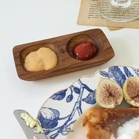 japan style teak wood seasoning dish eco natural wood hot pot sauce dish egg tray creative snacks plate household tableware