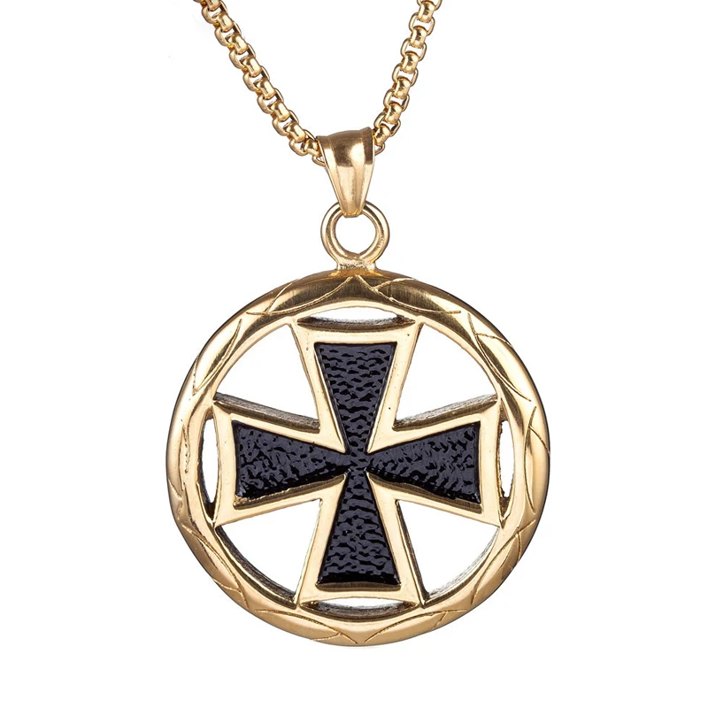 

Retro Round Cross Pendant Necklaces Personality Men's Stainless Steel Jewelry Necklace
