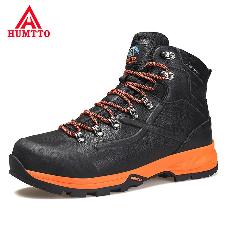 HUMTTO Leather Outdoor Sneakers for Men 2021 Waterproof Hiking Boots Trekking Shoes Camping Hunting Mens Mountain Tactical Boots