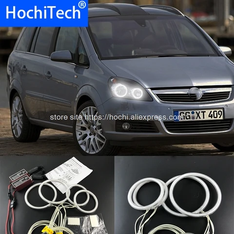 Комплект кольцевых фар HochiTech ccfl angel eyes, белая фара 6000k ccfl с галогенными кольцами для Opel Zafira B 2005 2006 2007 2008 2009 10 11 12 13 2014