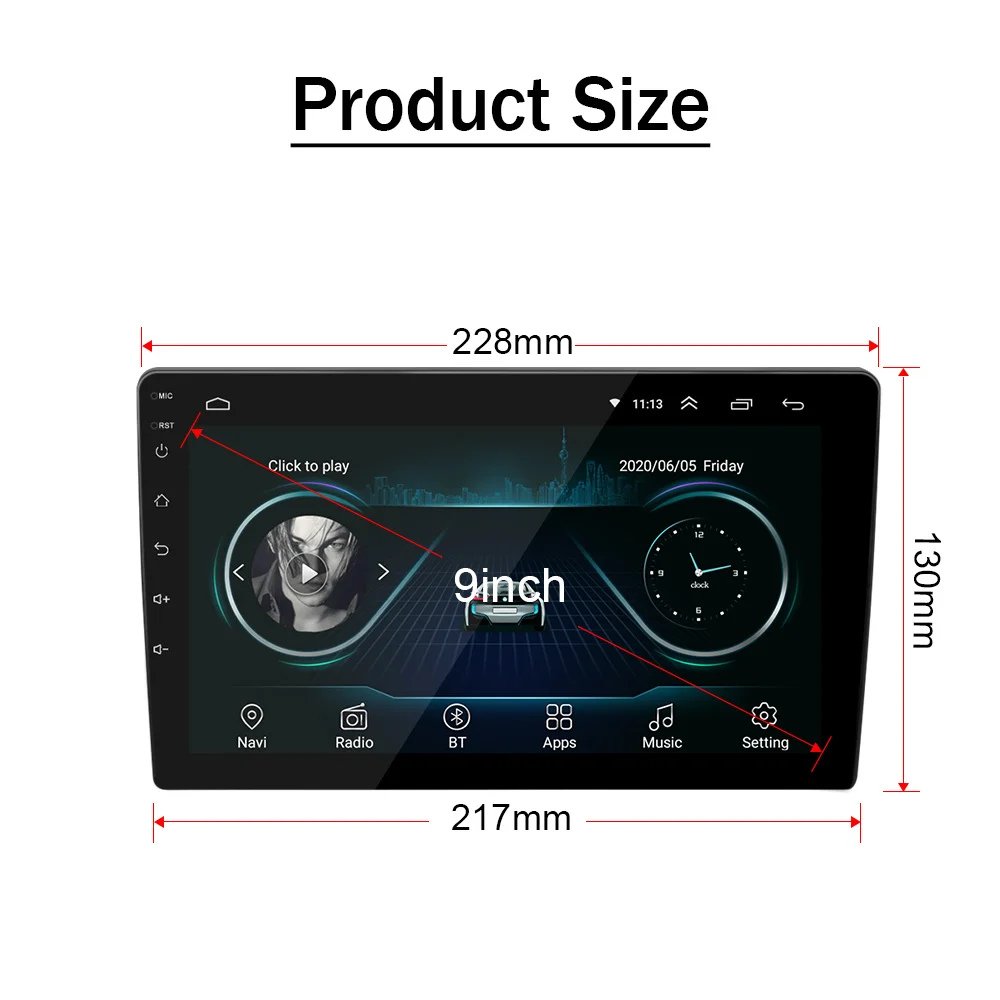 Автомобильная стерео музыка Bluetooth Android MP5 плеер 9 дюймов HD с GPS универсальное радио