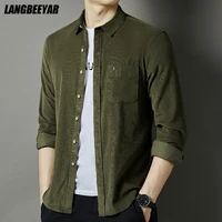 top quality 100 cotton new fashion brand streetwear button up regular fit cargo shirt men long sleeve casual clothes men