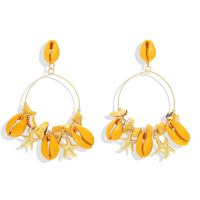 Yellow 5 Лучшие женские серьги-капли из желтой смолы, Украшенные бусинами, для женщин, свадебный подарок, Этнические украшения, богемные серьги с кисточками, вечерние серьги, бижутерия - Окраска металла: Yellow 5