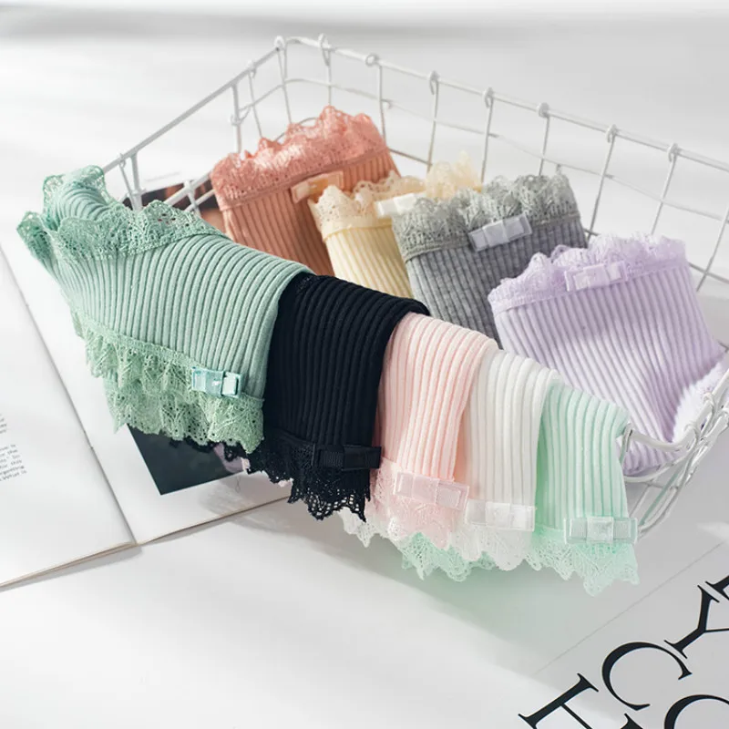 Женские хлопковые трусики с бантом бабочкой кружевные со средней талией женские