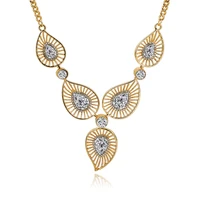 attractto luxury gold crystal high quality leaves link chain choker necklaces for women engagement jewelry necklace sne150812