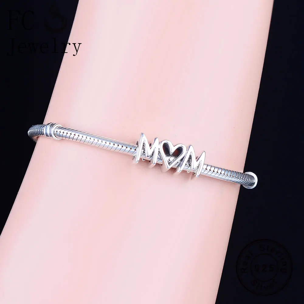FC Jewelry Fit Original Brand Charm Bracelet 925 Sterling Silver Letter Alphabet Script Mom Bead Making Family Kids Berloque | Украшения и