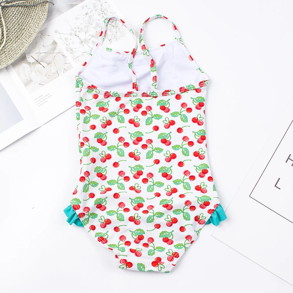Цельнокроеный купальник с принтом вишни для девочек купальный костюм 2020 детский