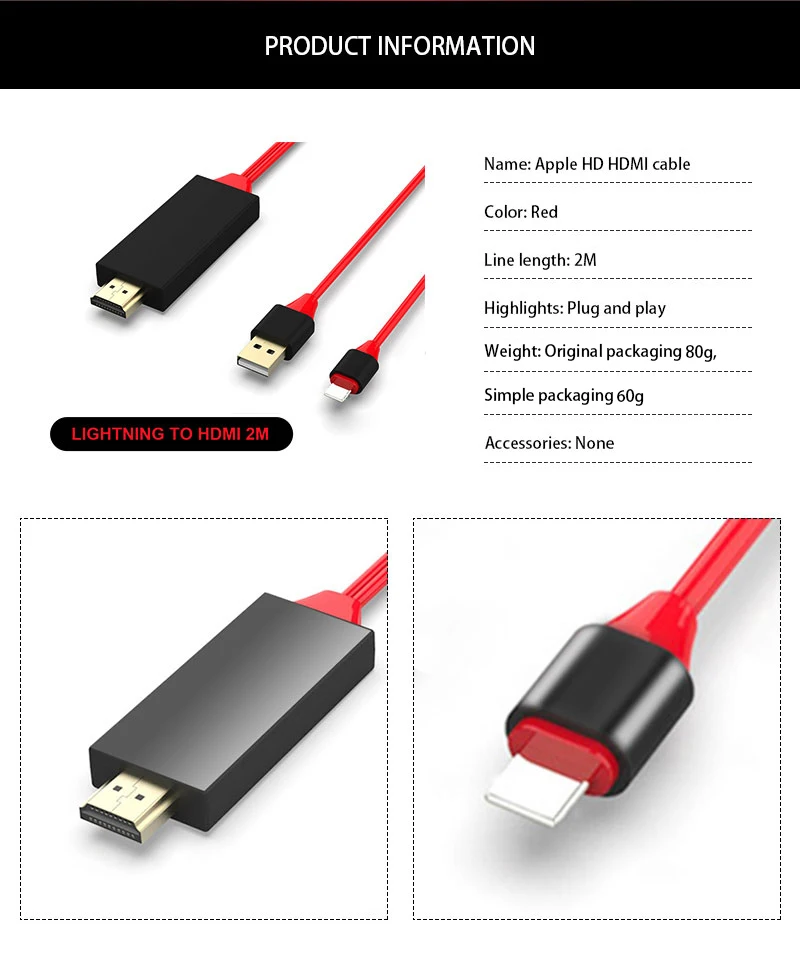 HDMI кабель HD 1080P HDMI конвертер адаптер usb-кабель кабель для iPhone iPad для MHL Android телефон