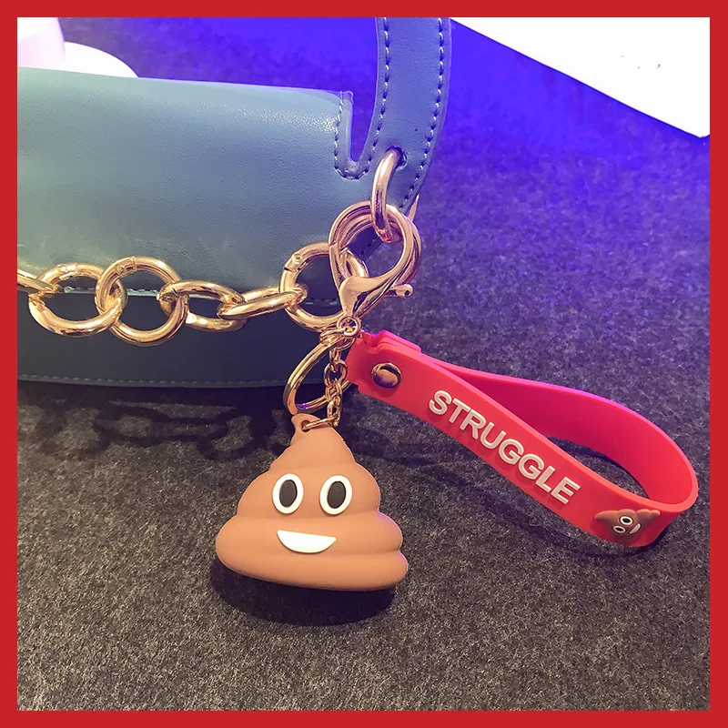 

2020 Funny Prank Toy key rings Poop Key Chains Female Cute Creative Stool Key Chain Cartoon Gift Spoof Friends Gift Limited Time