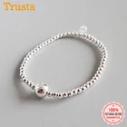 Эластичный браслет Trustdavis из серебра 925 пробы, минималистский, шириной 3 мм, с бусинами, для женщин, свадебные украшения, подарок DS2277