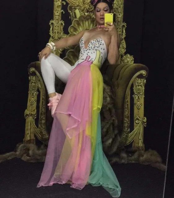 Сексуальный красочный танцевальный костюм для ночного клуба эластичный