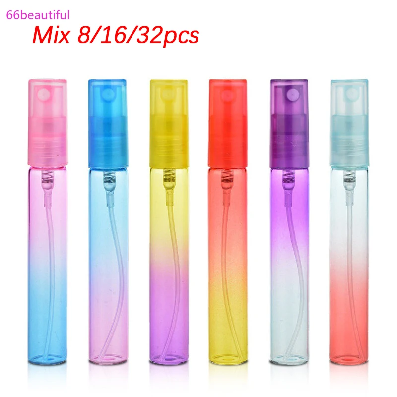 

8Pcs 8ML Wholesale Refillable Bottle Gradient Color Portable Cosmetic Spray Bottle Mixed Color Travel Perfume Bottle